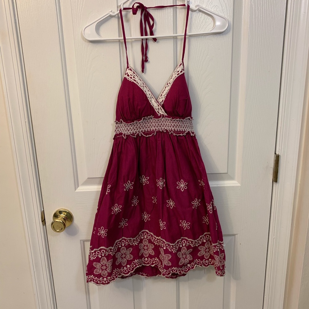 Fuchsia spaghetti halter dress or shirt